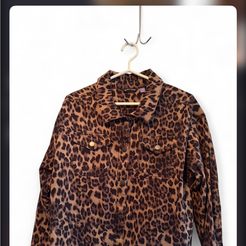 Leopard Print Button-Front Women’s Shirt Jacket - Brown